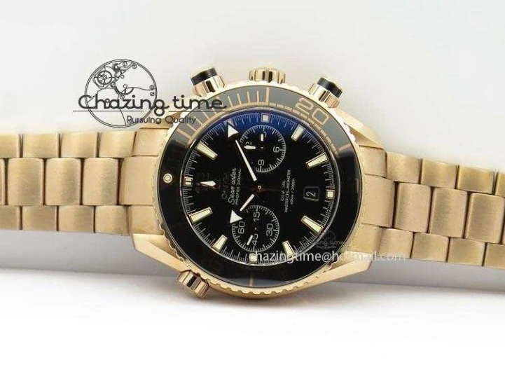 0601 Premium Seamaster Professional Chrono RG Black Ceramic Black Dial On RG Bracelet A 8212